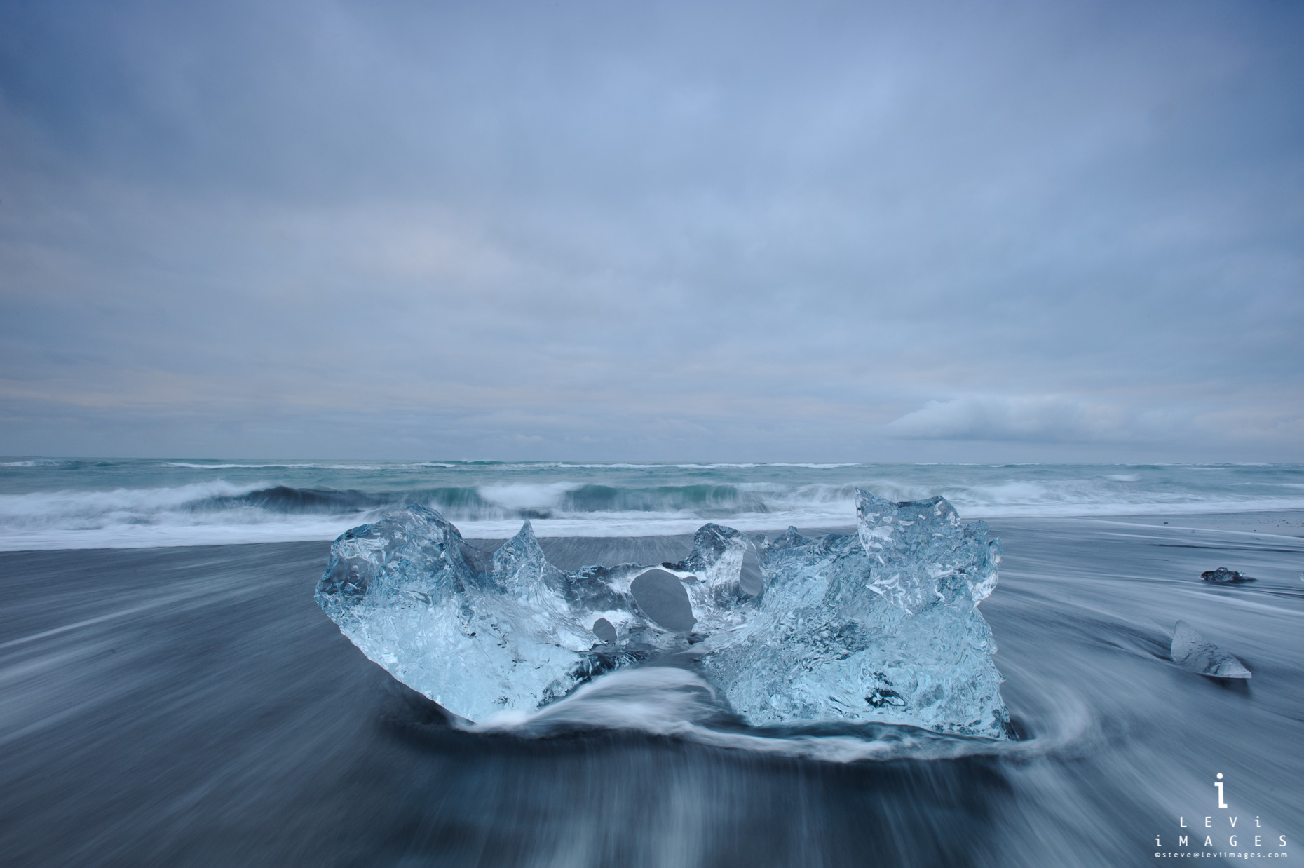 Jökulsárlón beach ice sculpture. Iceland