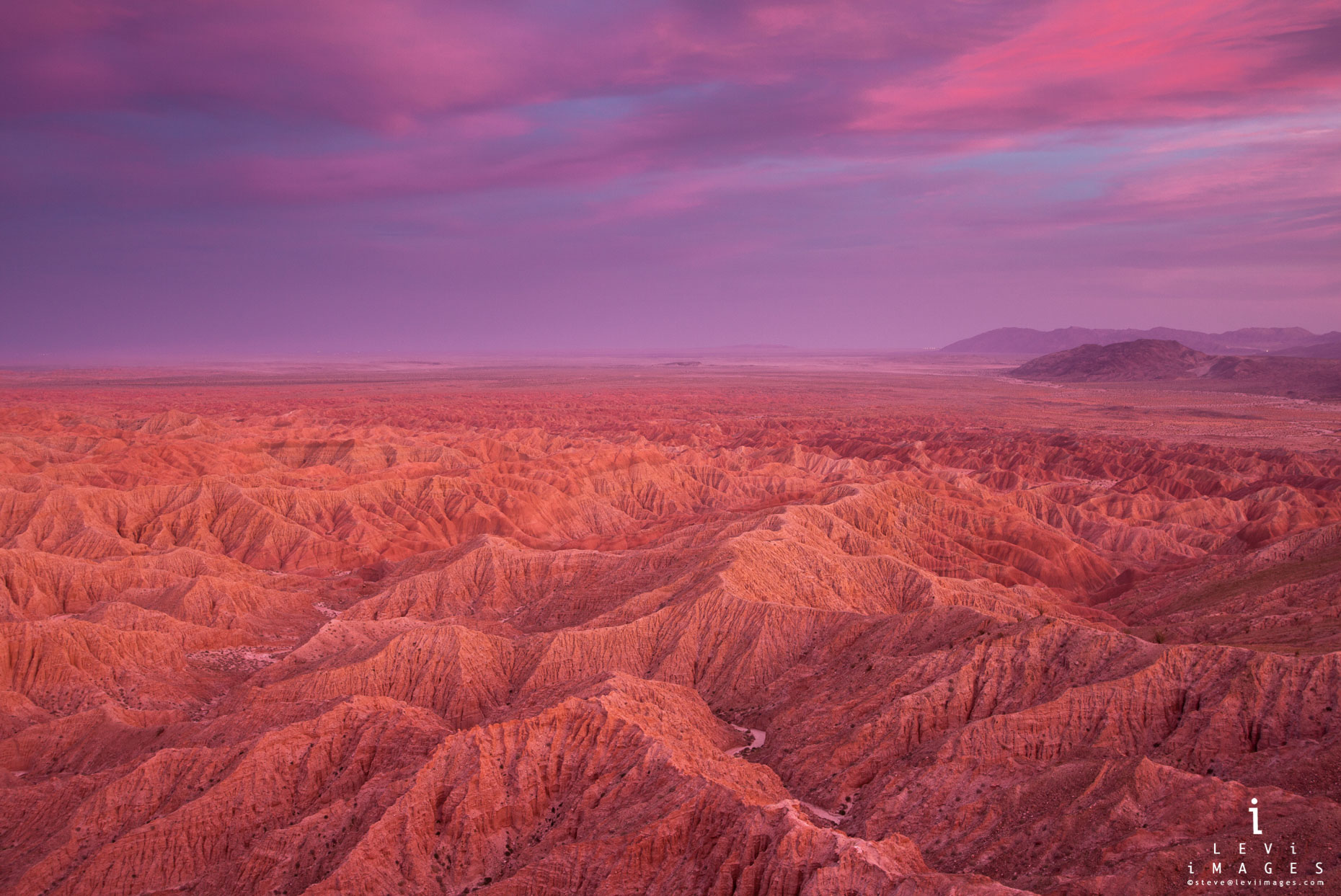 Desert view sunset from Font